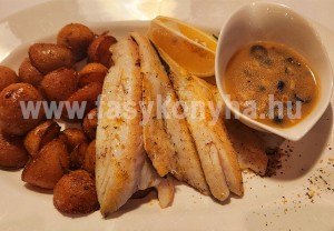 Afrikai harcsafilé, fokhagymamártással, mogyoróburgonyával