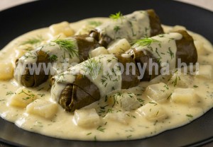 Kapros karalábéfőzelék töltött karalábélevéllel